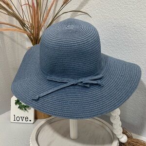 Blue Floppy Straw Hat Large Brim Sun Hat OSFM